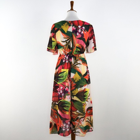 Coolples Multi Color Tropical Print Midi Dress - Picture 4 of 8